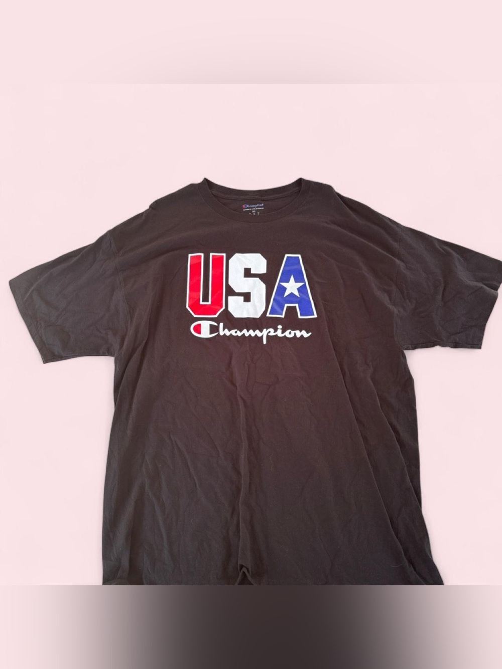Champion Black USA Graphic Short-Sleeve Tee with Red/White/Blue Print